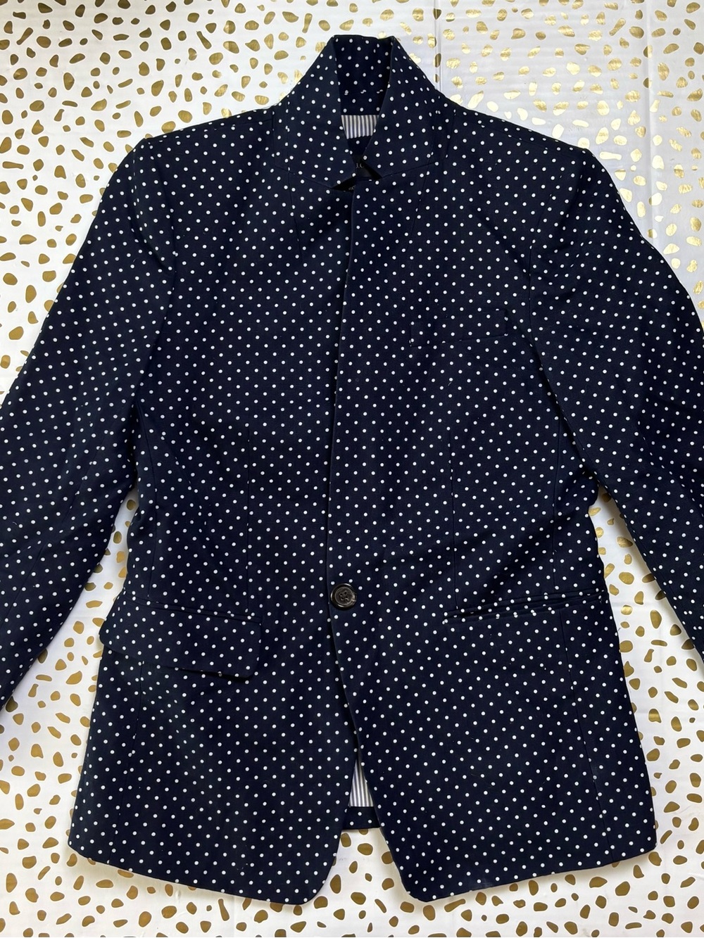 J. Crew Navy Polka Dot Lightweight Shirt Jacket